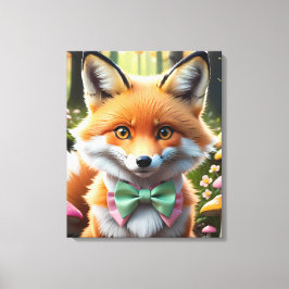 Impressão Em Tela Raposa-branca com arco verde e rosa