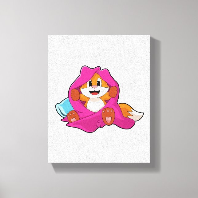 Impressão Em Tela Raposa com Travesseiro e cobertor (Frente)