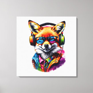 Impressão Em Tela Raposa em fones de ouvido e óculos