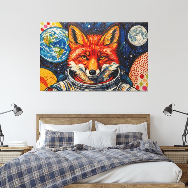 IMPRESSÃO EM TELA RAPOSAS ESPACIAIS 2 (Insitu(Quarto))