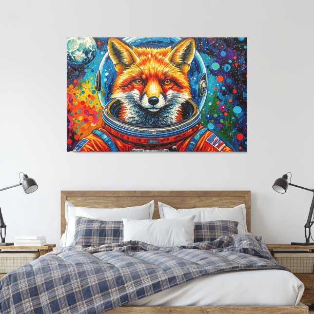IMPRESSÃO EM TELA RAPOSAS ESPACIAIS 2 (Insitu(Quarto))