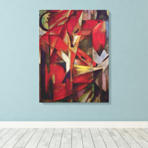 Impressão Em Tela Raposas por Franz Marc, Arte Cubista Abstrato Vint