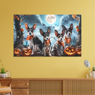 Impressão Em Tela Rat Terrier Halloween Assustador 
