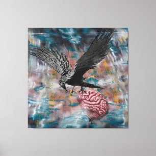 Impressão Em Tela Raven Crow Black Bird Abstrato surreal Art