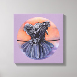 Impressão Em Tela Raven Ruffling Feather Roosting Crow Bird Art