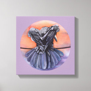 Impressão Em Tela Raven Ruffling Feather Roosting Crow Bird Art