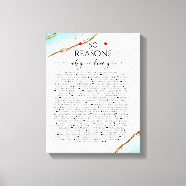 Impressão Em Tela razões pelas quais te amamos, 50 Razões, 60 anos (Frente)
