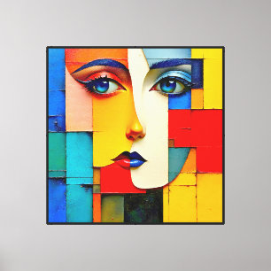 Impressão Em Tela "Realidades Fraturadas" - Um Retrato Abstrato