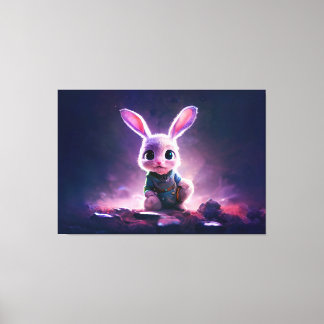 Impressão Em Tela Realistic oil painting of a cute bunny