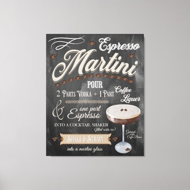 Impressão Em Tela Receita do quadro calcário Espresso Martini (Frente)