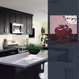 Impressão Em Tela Red Apples Kitchen Square Wall Hanging