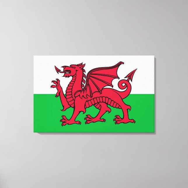 Impressão Em Tela Red Dragon Celtic Flag & Welsh (Frente)