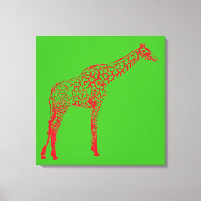 Impressão Em Tela Red Giraffe Stencil (Frente)