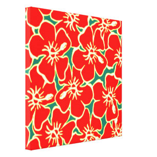Impressão Em Tela Red Hibiscus Flowers de Arte Tropical Havaiana de 