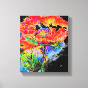 Impressão Em Tela Red Poppy - preto