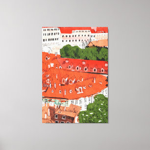 Impressão Em Tela Red Roofs Praga Cityscape Paper Collart na Repúbl