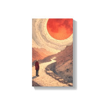 Red Sun Landscape Art