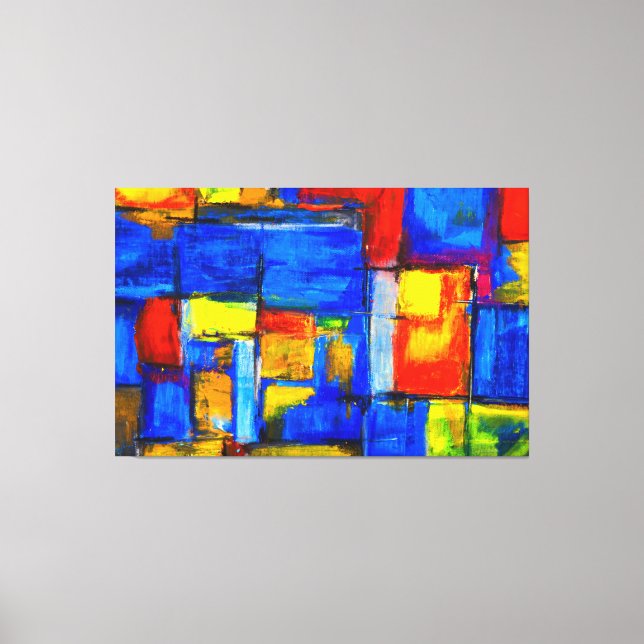 Impressão Em Tela Red, Yellow, and Blue Abstract wall art (Frente)
