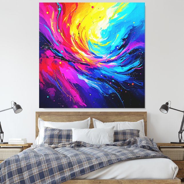 Impressão Em Tela Redemoinho Abstrato Vibrante (Insitu(Quarto))