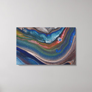 Impressão Em Tela Redemoinho de Metalizado Cobre Azul Naval em Arte 