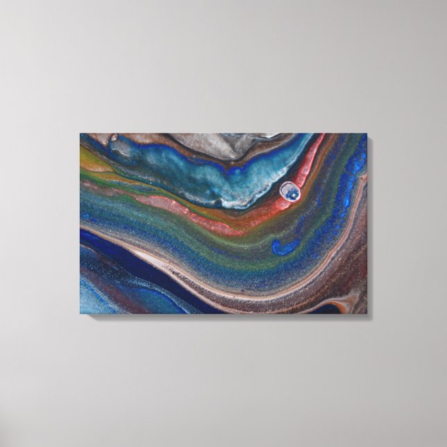 Impressão Em Tela Redemoinho de Metalizado Cobre Azul Naval em Arte  (Frente)