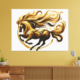 Impressão Em Tela Redemoinho Dourado – Cavalo Real em Movimento