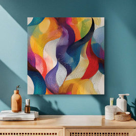 Impressão Em Tela Redemoinhos Coloridos de Arco-Íris Abstrato