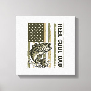 Impressão Em Tela Reel Cool Dad Bass Fishing Flag Vector Design_1