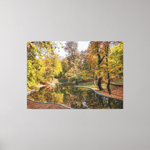 Impressão Em Tela Reflexão das Árvores do Parque Amarelo do outono