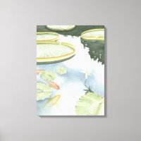 Reflexão de Koi Pond com peixes e lírios