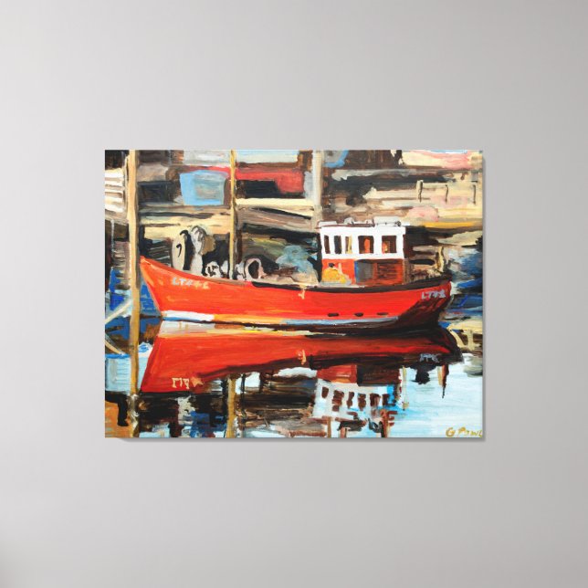 Impressão Em Tela Reflexão do Barco (Frente)