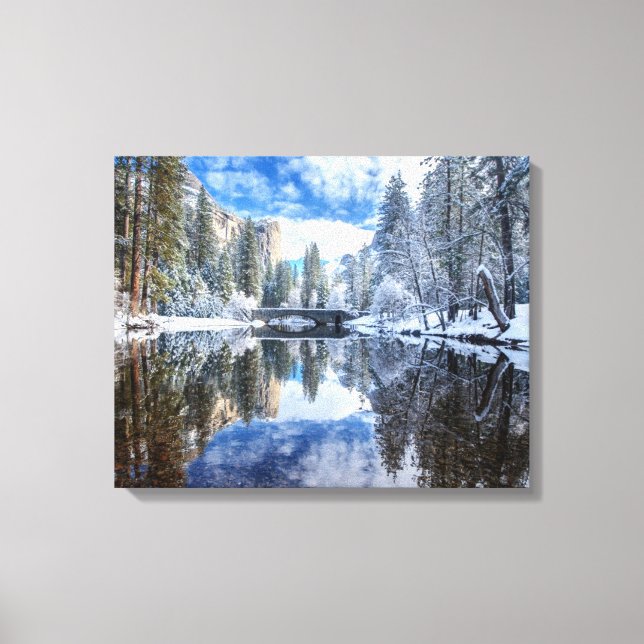 Impressão Em Tela Reflexão do inverno em Yosemite (Frente)
