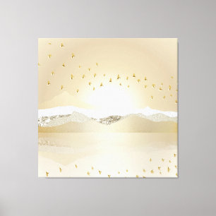 Impressão Em Tela Reflexão Dourada Da Montanha Solar De Inverno Em Á
