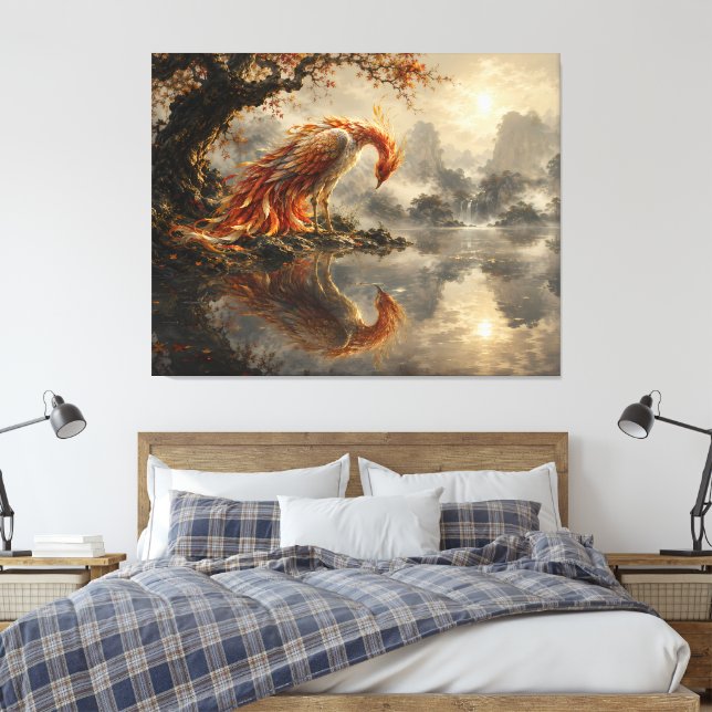 Impressão Em Tela Reflexo da Fenix do Silêncio (Insitu(Quarto))