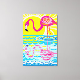 Impressão Em Tela Reflexo do Flamingo Rosa