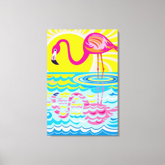 Impressão Em Tela Reflexo do Flamingo Rosa