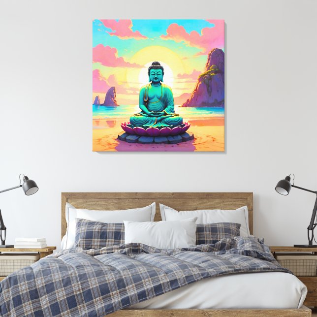Impressão Em Tela Reflexo do pôr do sol de Buda (Insitu(Quarto))