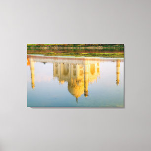 Impressão Em Tela Reflexo mundial do templo Taj Mahal em