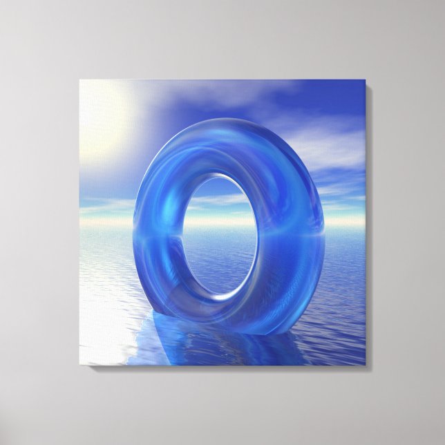 Impressão Em Tela Reflexões Azuis (Frente)