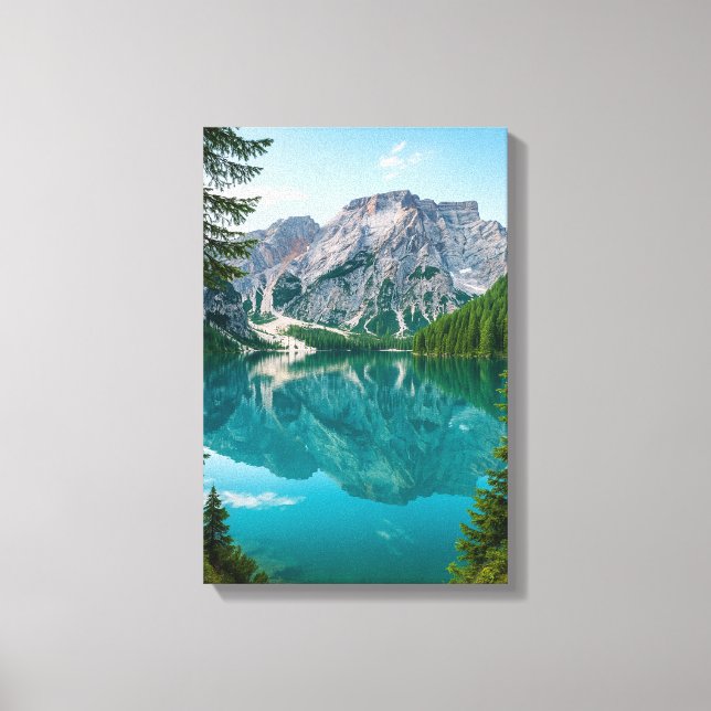 Impressão Em Tela Reflexões em Montanha no Lago Azul (Frente)