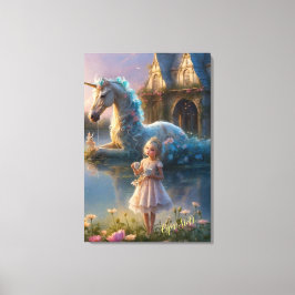 Impressão Em Tela Reflexões Encantadas: O Santuário do Unicórnio