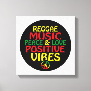 Impressão Em Tela Reggae design com aspas positivas e sinalizador re