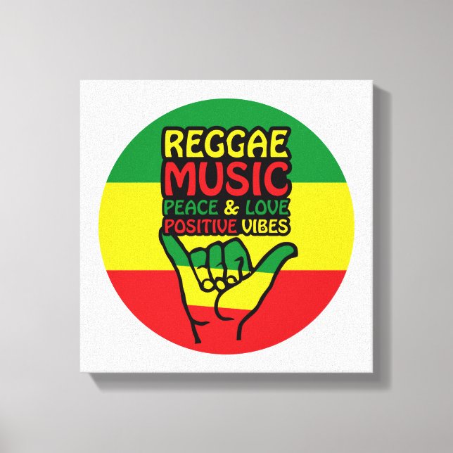 Impressão Em Tela Reggae Shaka Hand with positive quotes (Frente)