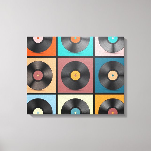 Impressão Em Tela Registros de vinilo: conjunto retrô LP. (Frente)