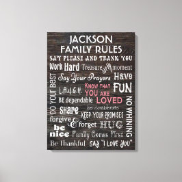Impressão Em Tela "Regras da família" personalizadas