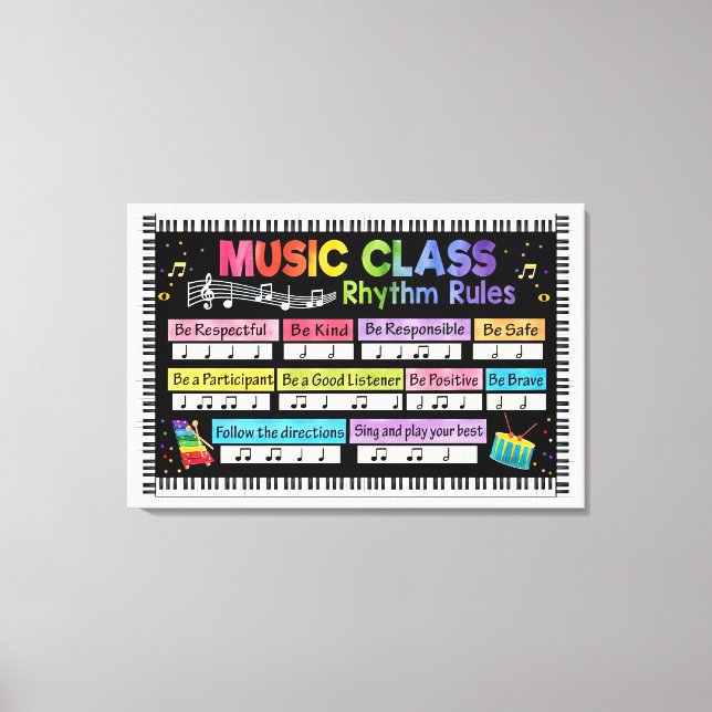 Impressão Em Tela Regras de Ritmo de Classe de Música Poster de Sala (Frente)