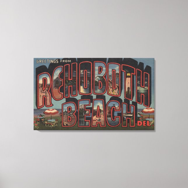 Impressão Em Tela Rehoboth Beach, Delaware - Cenas com Letras Grande (Frente)