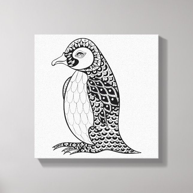 Impressão Em Tela Rei Artístico Penguin Zendoodle 6 (Frente)