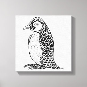 Impressão Em Tela Rei Artístico Penguin Zendoodle 6