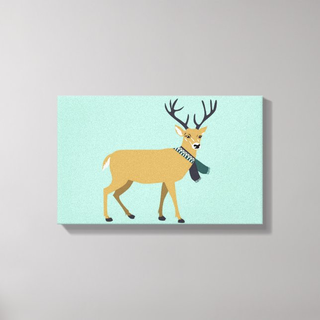 Impressão Em Tela Reindeer Vestindo um escarpa de inverno (animal de (Frente)